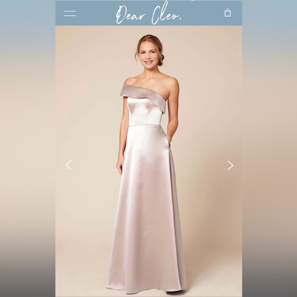 Dear Cleo bridesmaid/formal “Mia” gown, sandalwood color, one shoulder, size 4